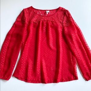 Sheer Red Lace Blouse